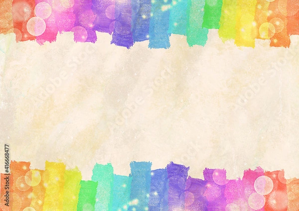 Fototapeta 虹　レインボー　カラフル　水彩　クレヨン　色鉛筆　背景素材　明るい