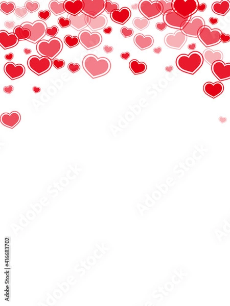 Fototapeta Beautiful red hearts falling vector illustration.