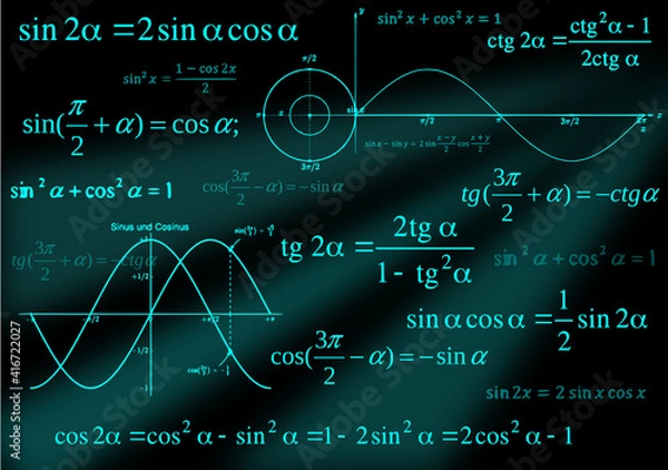 Fototapeta graphical abstraction of trigonometry, mathematical background
