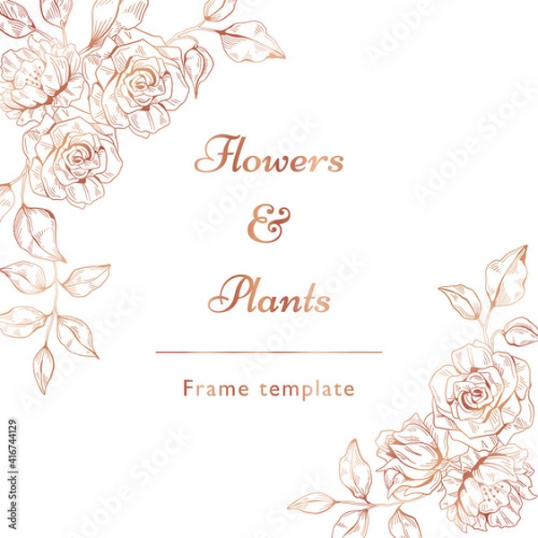 Fototapeta Flowers and plants frame template
