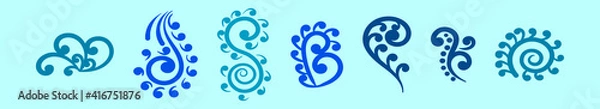 Fototapeta set of koru cartoon icon design template with various models. vector illustration isolated on blue background