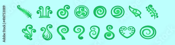 Fototapeta set of koru cartoon icon design template with various models. vector illustration isolated on blue background