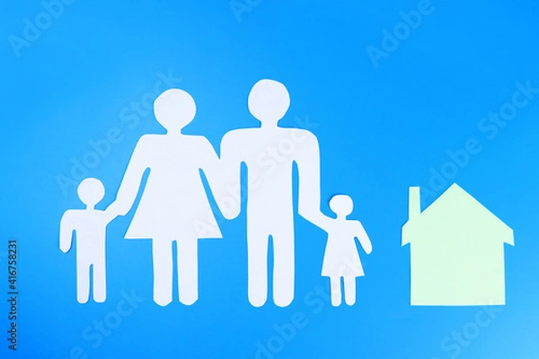 Obraz Papercut family and home. Housing concept