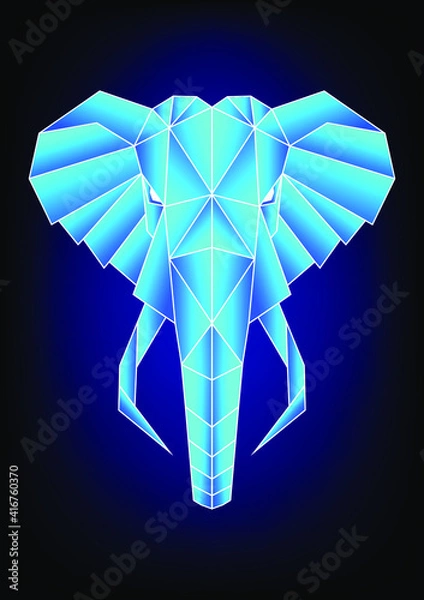 Obraz Elephant head Polygonal geometric, Abstract linear isolated objects, Vector, Icon.
