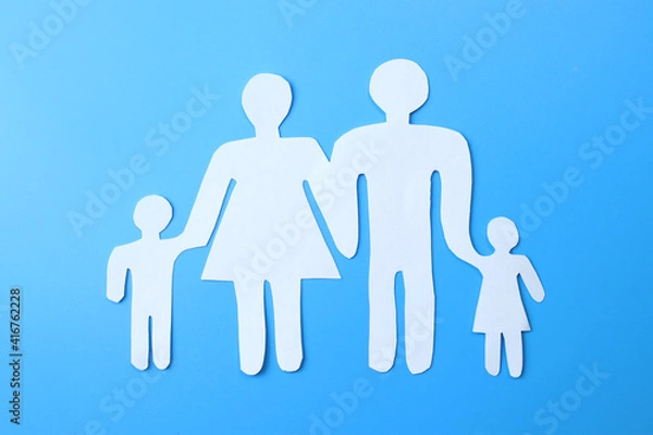 Obraz Paper family on a blue background