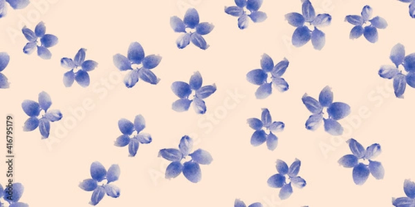 Fototapeta Plant Drawn Floral Pattern Simple.  Herb Textile