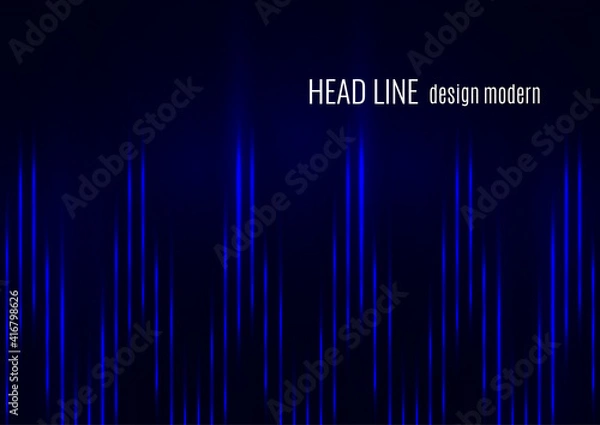 Fototapeta Glowing neon lines moving fast on a dark background. Blue stripes and glittering ray traces on a dark background. Futuristic design. Vector