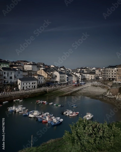 Fototapeta Small traditional fishing port, view from above
