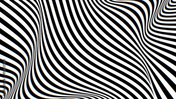 Obraz Black and White Optical Illusion Twisted Stripes Abstract Pattern Art - Abstract Background Texture