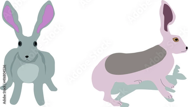 Obraz two hares boy and girl cartoons