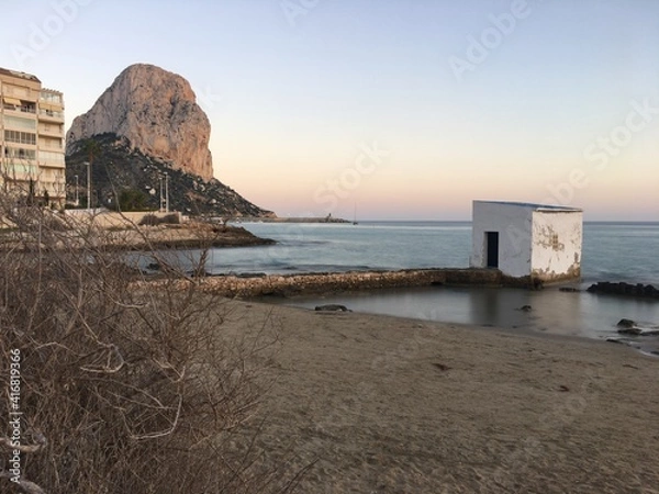 Fototapeta Mediterranean beach at sunset. Calpe