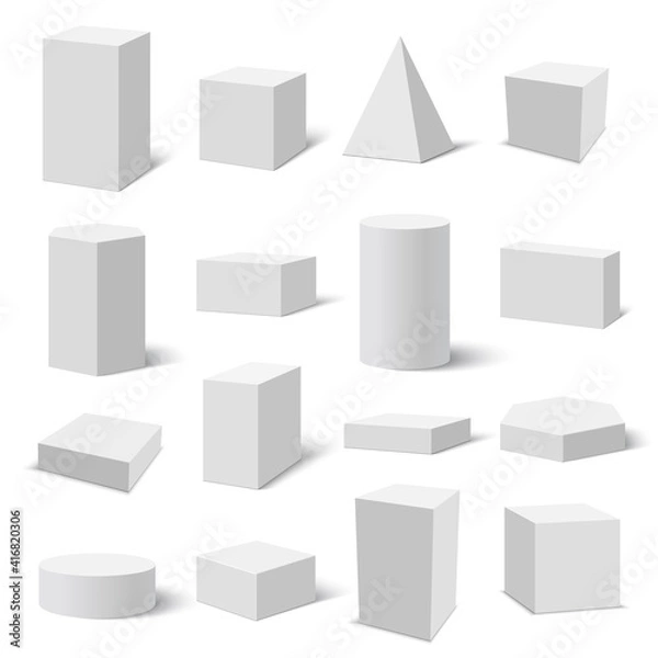 Fototapeta Set of white boxes. Vector illustration.