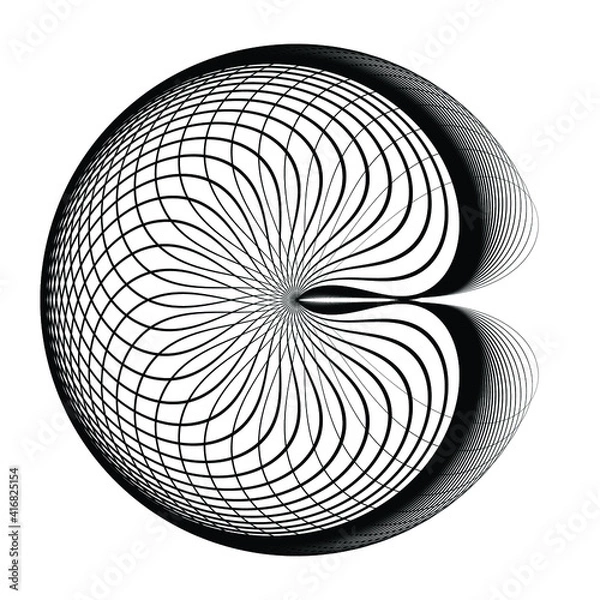 Fototapeta Lines in Circle Form . Spiral Vector Illustration .Technology round. Wave Logo . Design element . Abstract Geometric shape .