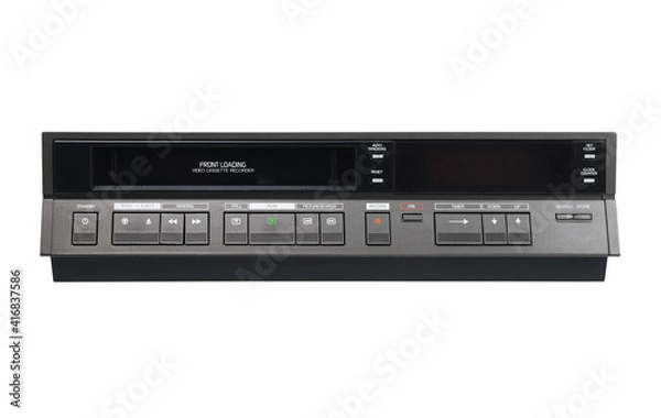 Fototapeta Old video recorder isolated on white background.front view