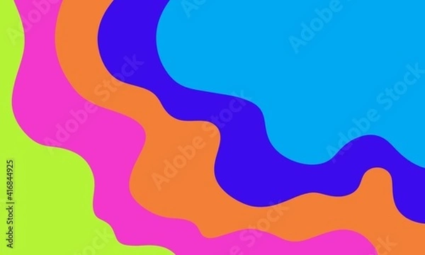 Fototapeta Wavy shapes, lines, curvilinear multicolored stripes. Abstract rectangular background. Colored paper effect with shadows.