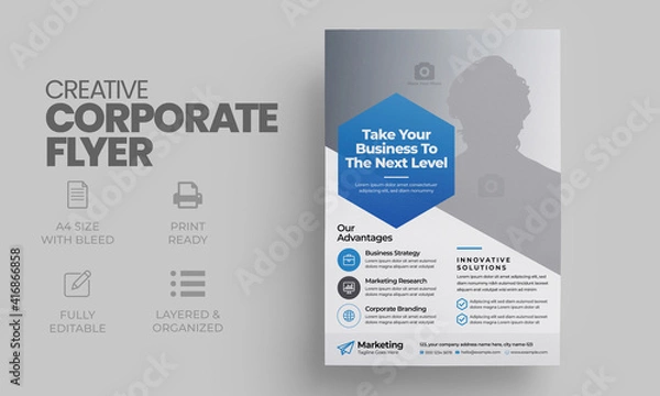 Obraz Corporate Business Flyer poster pamphlet brochure cover design layout background, vector template in A4 size