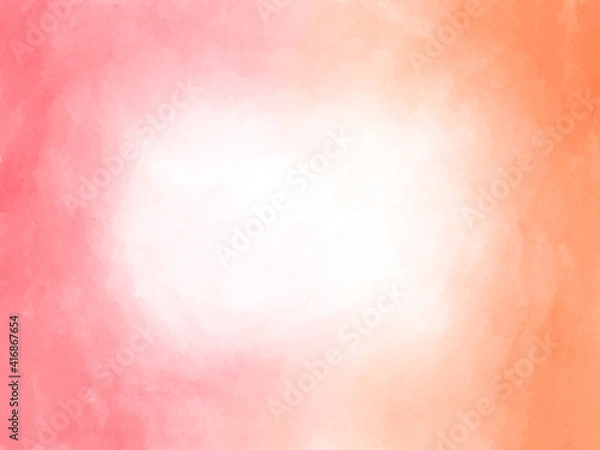 Fototapeta 手描きの水彩フレーム　赤とオレンジ　背景や壁紙に