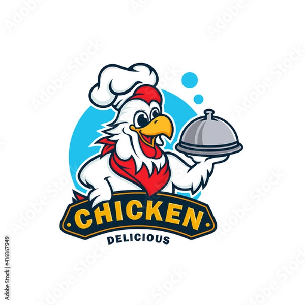 Obraz Chicken mascot logo vector template