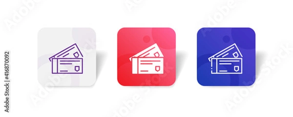 Fototapeta ticket paper entrance pixel perfect icon set bundle in line, solid, glyph, 3d gradient style
