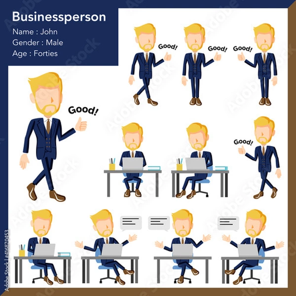 Obraz スーツ姿の男性ビジネスパーソンのイラスト	