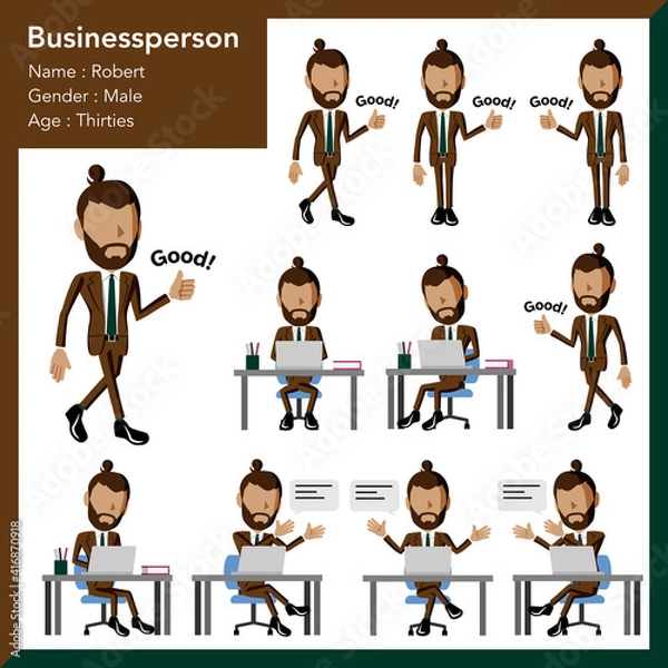 Obraz スーツ姿の男性ビジネスパーソンのイラスト	