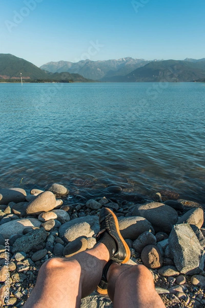 Obraz silueta en lago