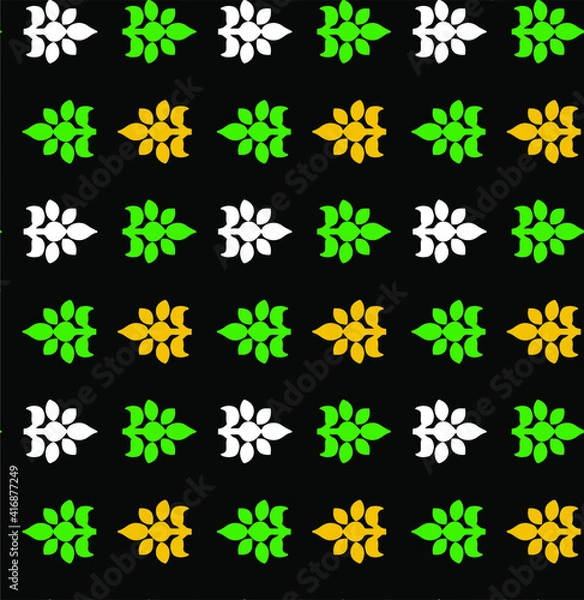 Obraz  Seamless colorful paisley pattern with black background.