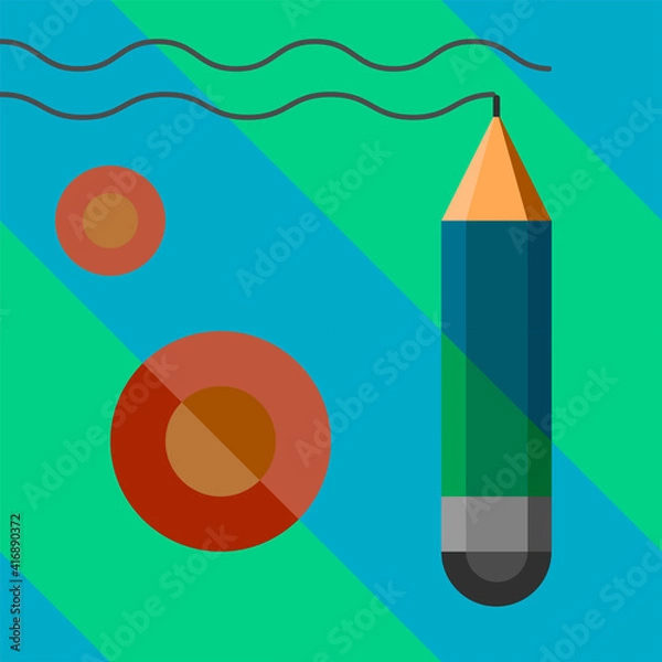 Obraz Geometric pattern.Constructor from different shapes. You can change and recolor objects. An image of a stylized pencil. Useful for textiles, packaging, advertising.