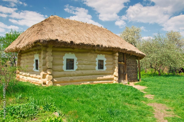 Obraz ukrainian old log hut