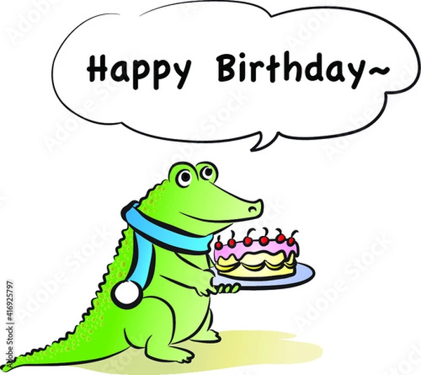 Fototapeta vector Cartoon crocodile say happy birthday