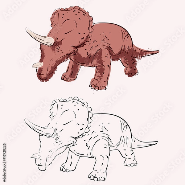 Fototapeta Dinosaur Doodle Sketch Vector Illustration