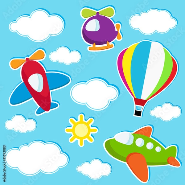 Obraz sky with air transport stickers