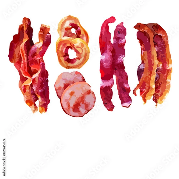 Obraz Bacon Strip Different Types Isolated Vector