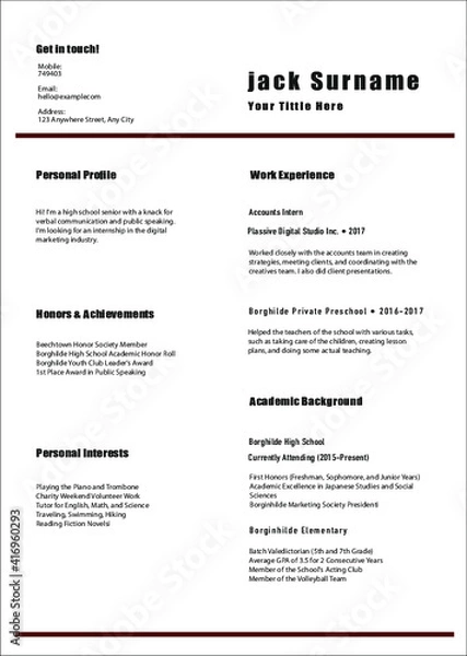 Obraz Cv resume template