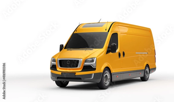 Obraz Van transportation truck on white background.