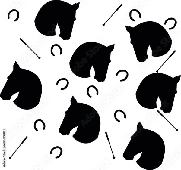 Obraz pattern of a horse, horseshoe and stick