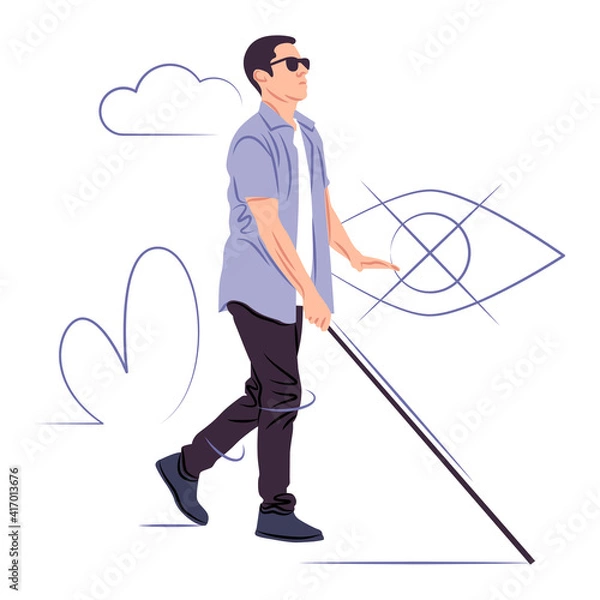 Obraz Vector blind man in shadow of sharp lines style