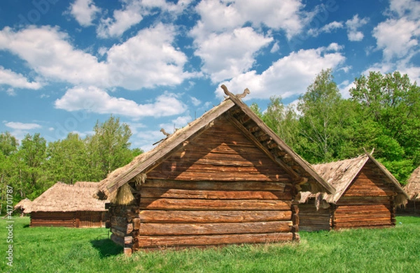 Obraz ukrainian old log hut