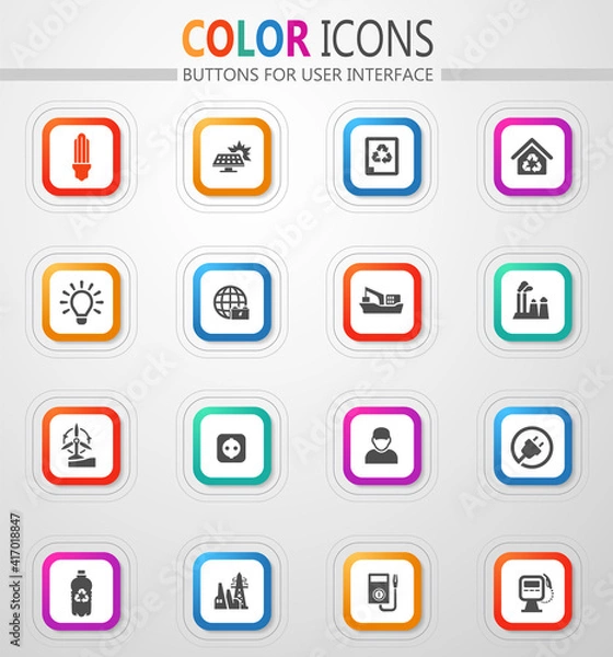 Fototapeta Alternative energy and power generation icon set