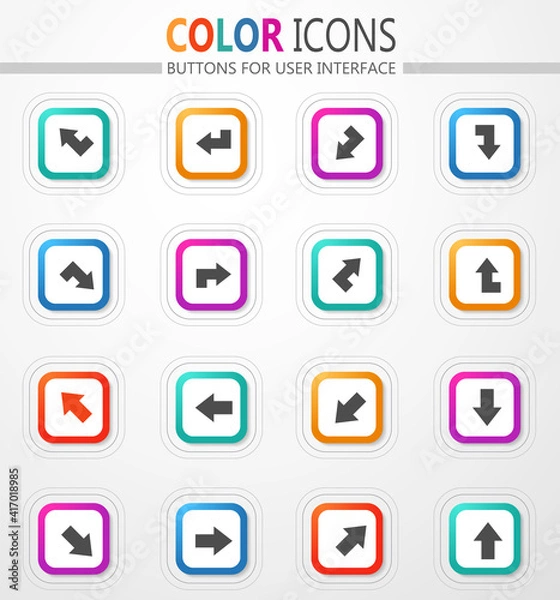Fototapeta Arrows, directions and signposts icon set