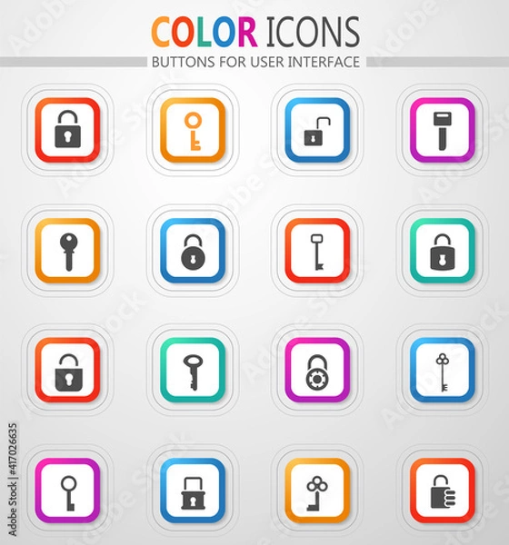 Fototapeta Lock and Key icons set
