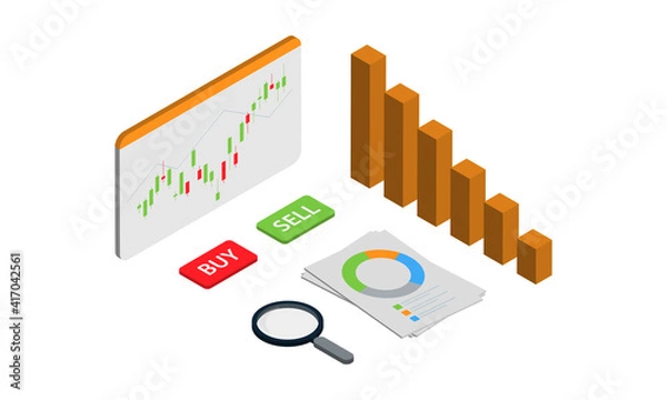 Obraz Isometric design Data Analysis. Modern vector illustration concepts for background, banner, mobile app and website.