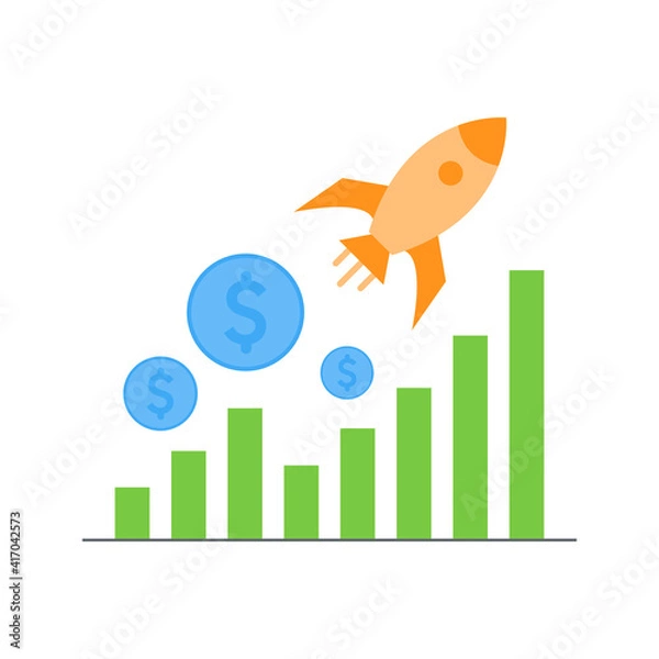 Obraz Flat design profit growth. Vector Illustration for mobile app, website.