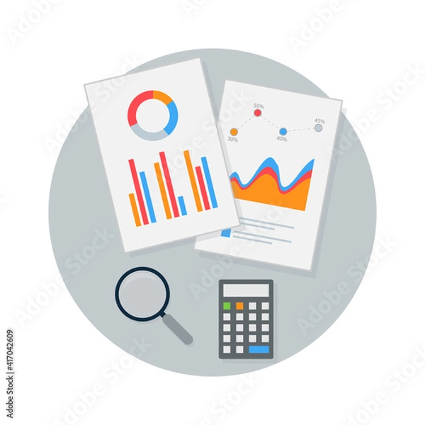 Obraz Flat design data analysis. Vector Illustration for mobile app, website.