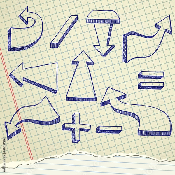 Fototapeta The arrows sketch set on a old paper