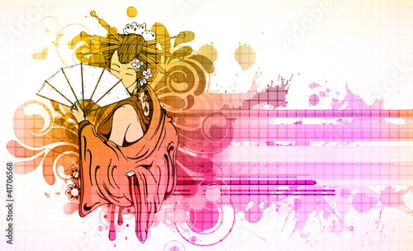 Obraz geisha with floral