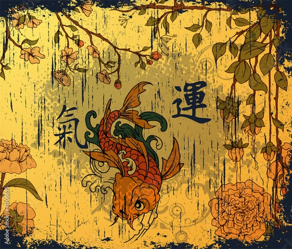 Obraz japanese background with koi fish
