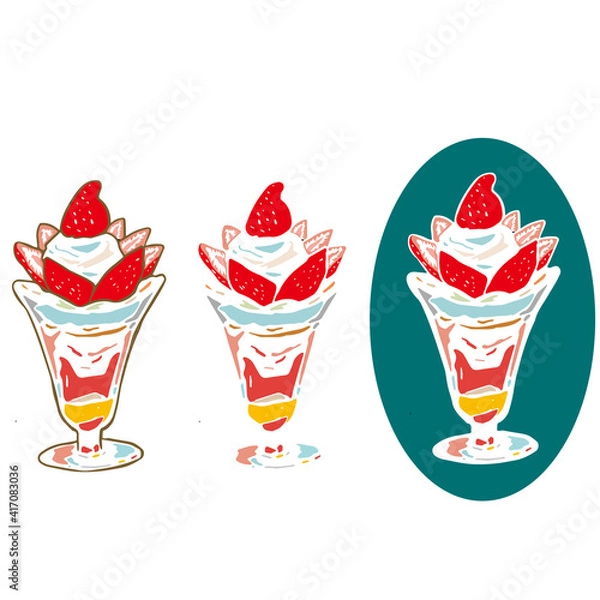 Obraz いちごパフェのイラスト　3種