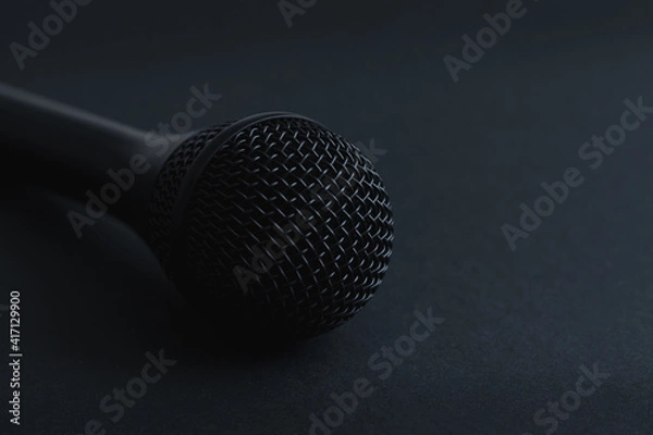 Obraz Black Microphone Dark Background