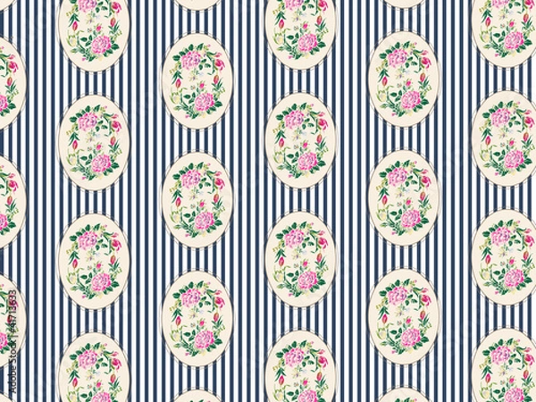 Fototapeta Fond rayures fleurs